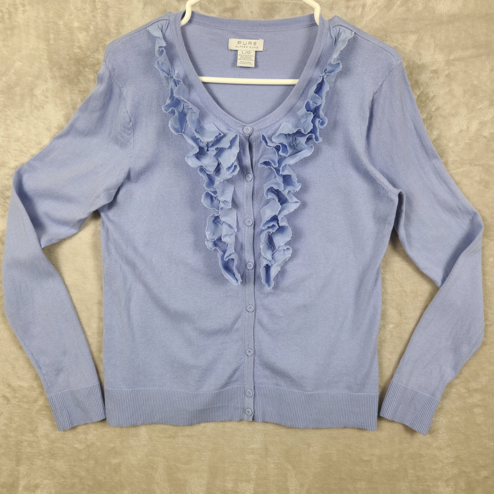 PURE ALFRED SUNG Cardigan Sweater Size L‎ Silk Blend Lilac Lightweight Feminine